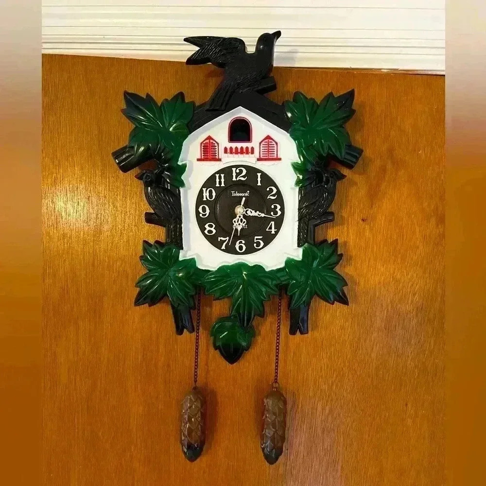 Telesonic Black & Green Cuckoo Clock - Traditional Style, Battery Operated